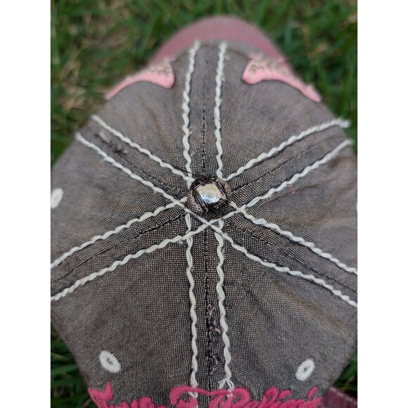 True Religion Distressed Hat Cap Linen Adjustable Pink Horseshoe Embroidered main image 7